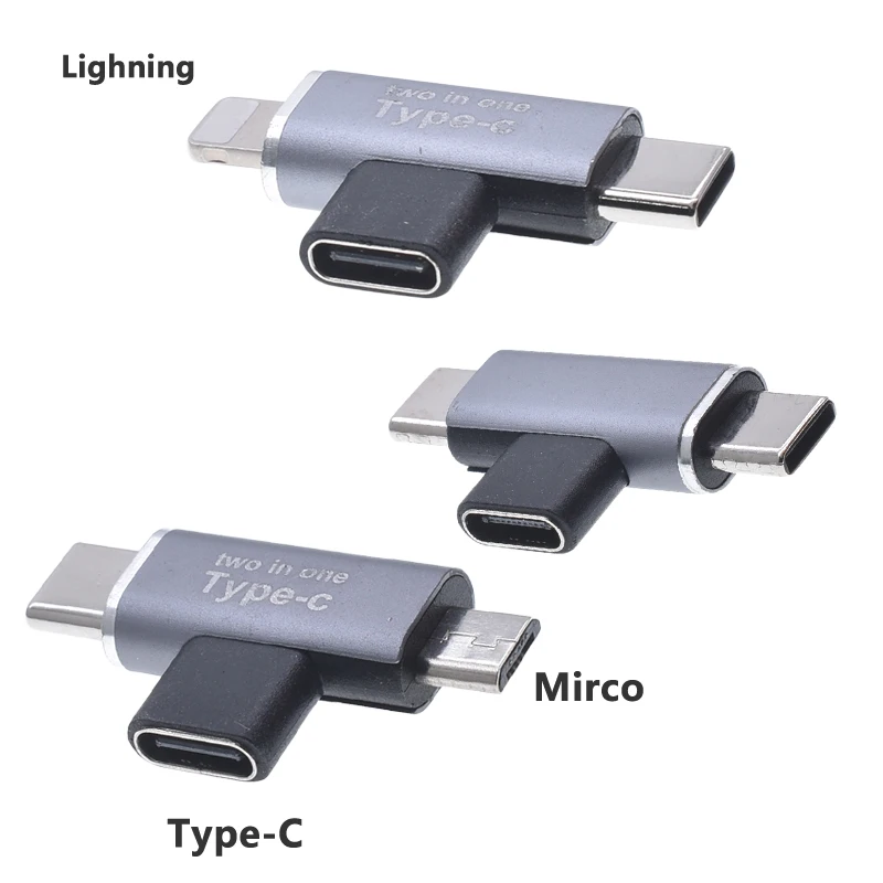 

Переходник с Type-C на Type-C для Mirco адаптер 2 в 1 OTG T-образная передача данных Зарядка для Apple ноутбука Для Xiaomi HUAWEI