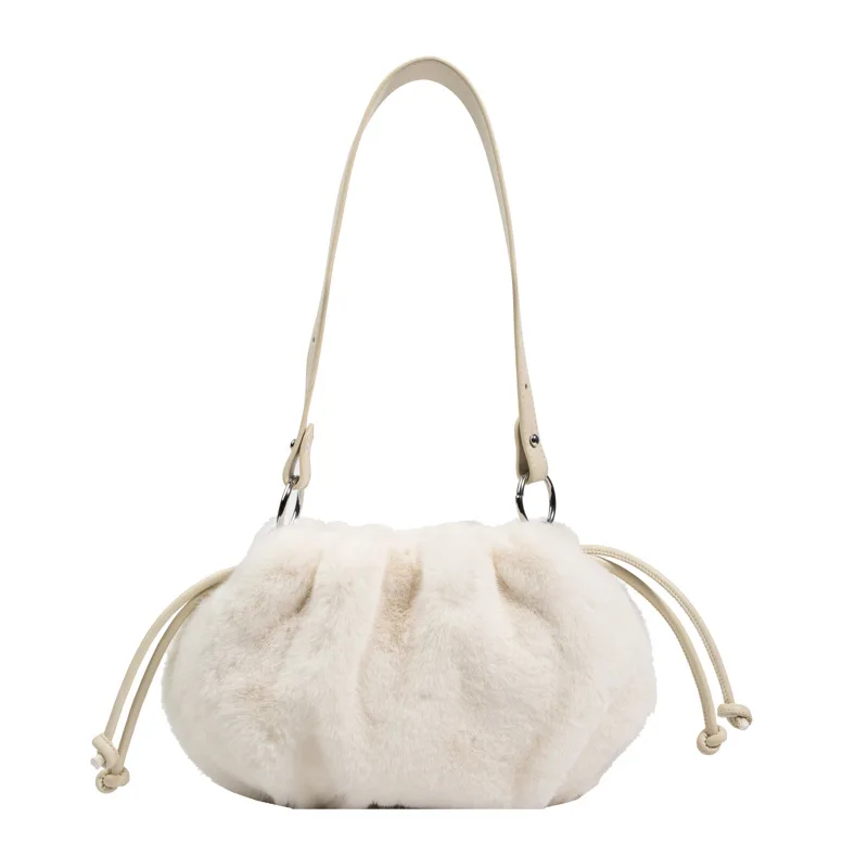 

626 Autumn and Winter Handbag Fashion Versatile Shoulder Bag Cloud Pumpkin Armpit Plush Totes Female
