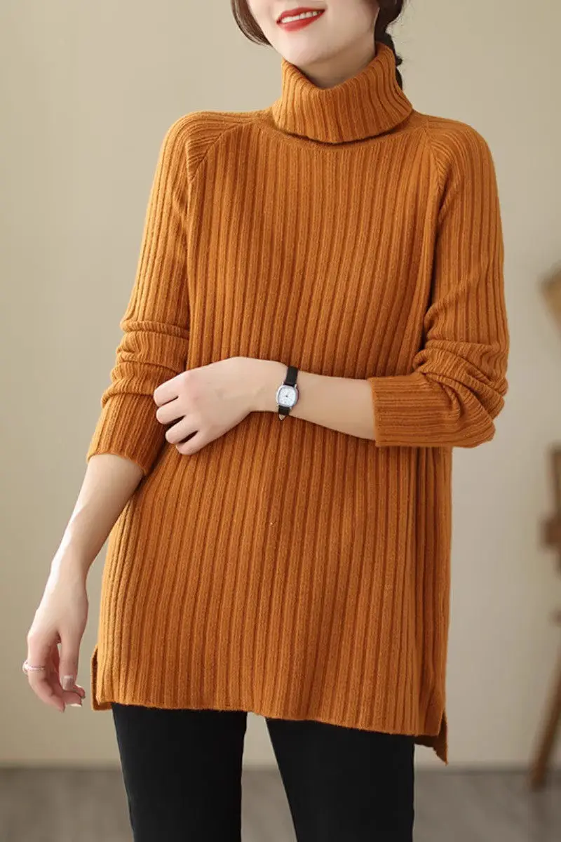 Свободная и удобная универсальная трикотажная одежда тонкий Топ с длинным