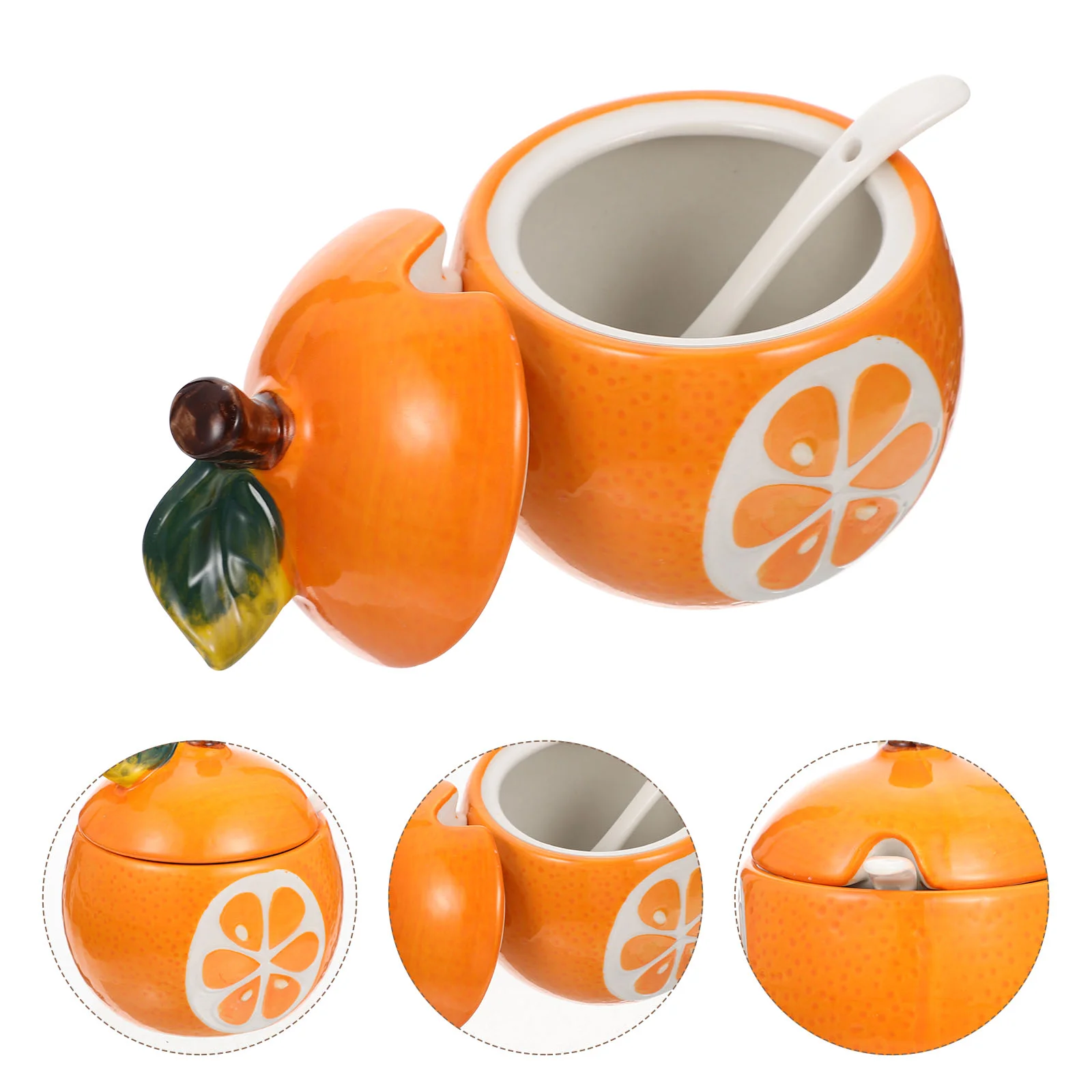 

Fruit Containers Coffee Bean Jar Lotion Cream Sauce Lid Ceramic Sugar Jars Storage Orange Seasoning
