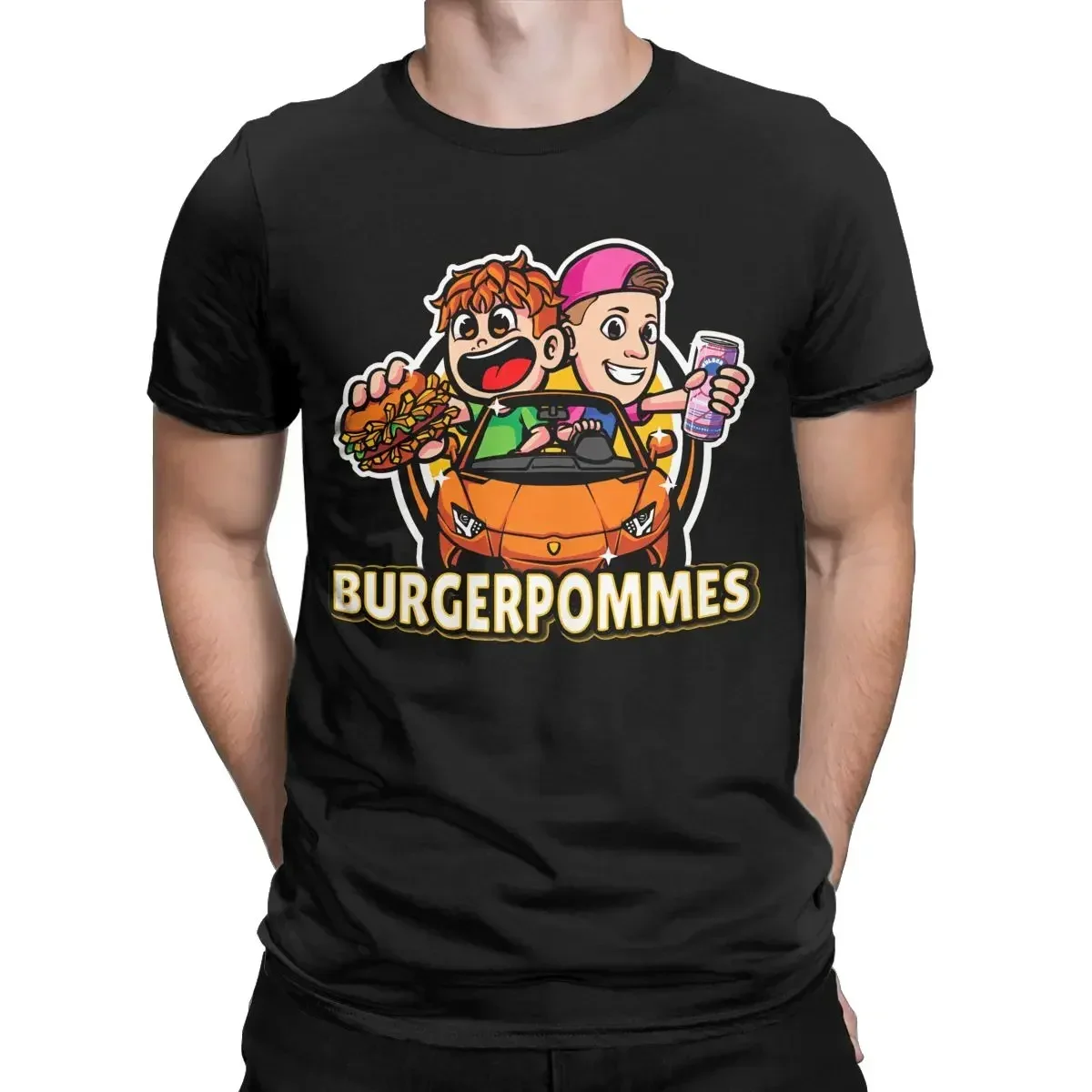 Фото Мужские и женские футболки Burgerpommes LukasBS ICrimax с графическим принтом, винтажные хлопковые футболки, летняя одежда №1