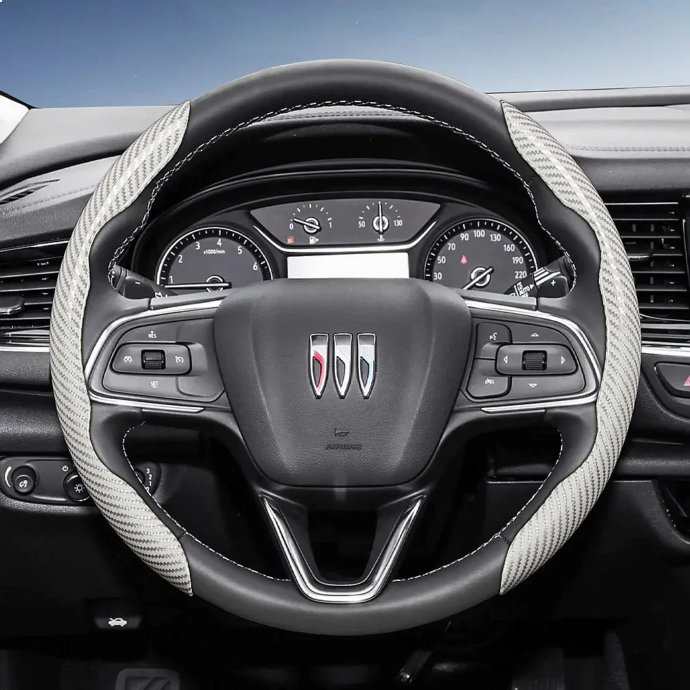 Фото Подходит для Buick: чехол на руль с текстурой под карбон, сегментированный, быстросъемный, прочный, для моделей Encore и Envista. №3