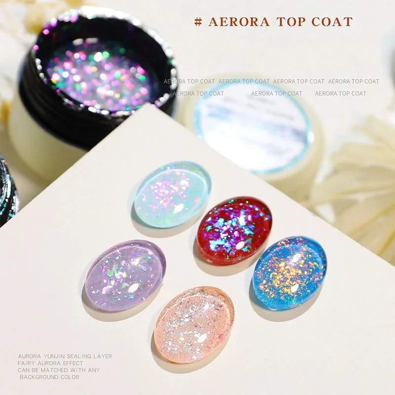

Aurora Nail Art Gel Cloud Brocade Flakes Chrome Powder Edelweiss Glitter Powder Nail Polish for DIY Manicure