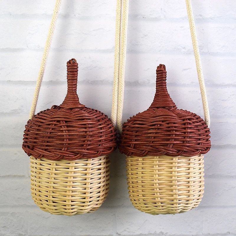 

Pinne Crossbody Woven Messenger Bag Crossbody Rattan Basket Handbag Basket Storage Baskets Handmade Children's Plant Basket