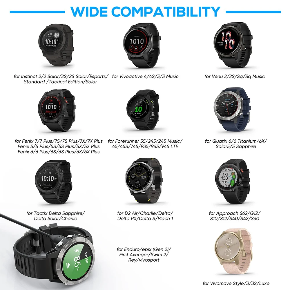 Портативный зарядный адаптер питания для Garmin Lily Fenix 7 7x 5s 6 6X 6S Pro CAME 2 2S SQ Forerunners 45 245 м