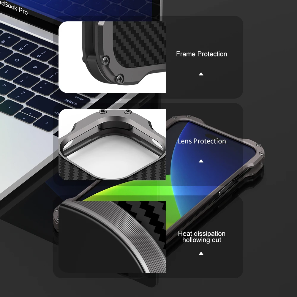 Ceny R-JUST Kompatybilny MagSafe Dla IPhone 14 Pro Max Case 14 Plus Osłona Obiektywu Z Włókna Węglowego Osłona Telefonu Slim Metal Zderzak Fundas