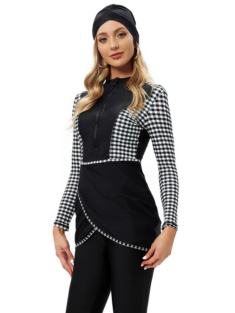 3 шт. мусульманские купальники женские скромные лоскутные хиджабы с длинными