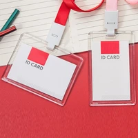10 pcs acrylic work card holders with lanyard bank card name credit card holders card bus id holders identity badge neck