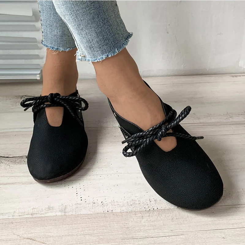 Soft Artificial Leather Loafers Woman Retro Lace Up Low Heel Dress Shoes Ladies Brand Design Wing Derby Flat Zapatos De Mujer