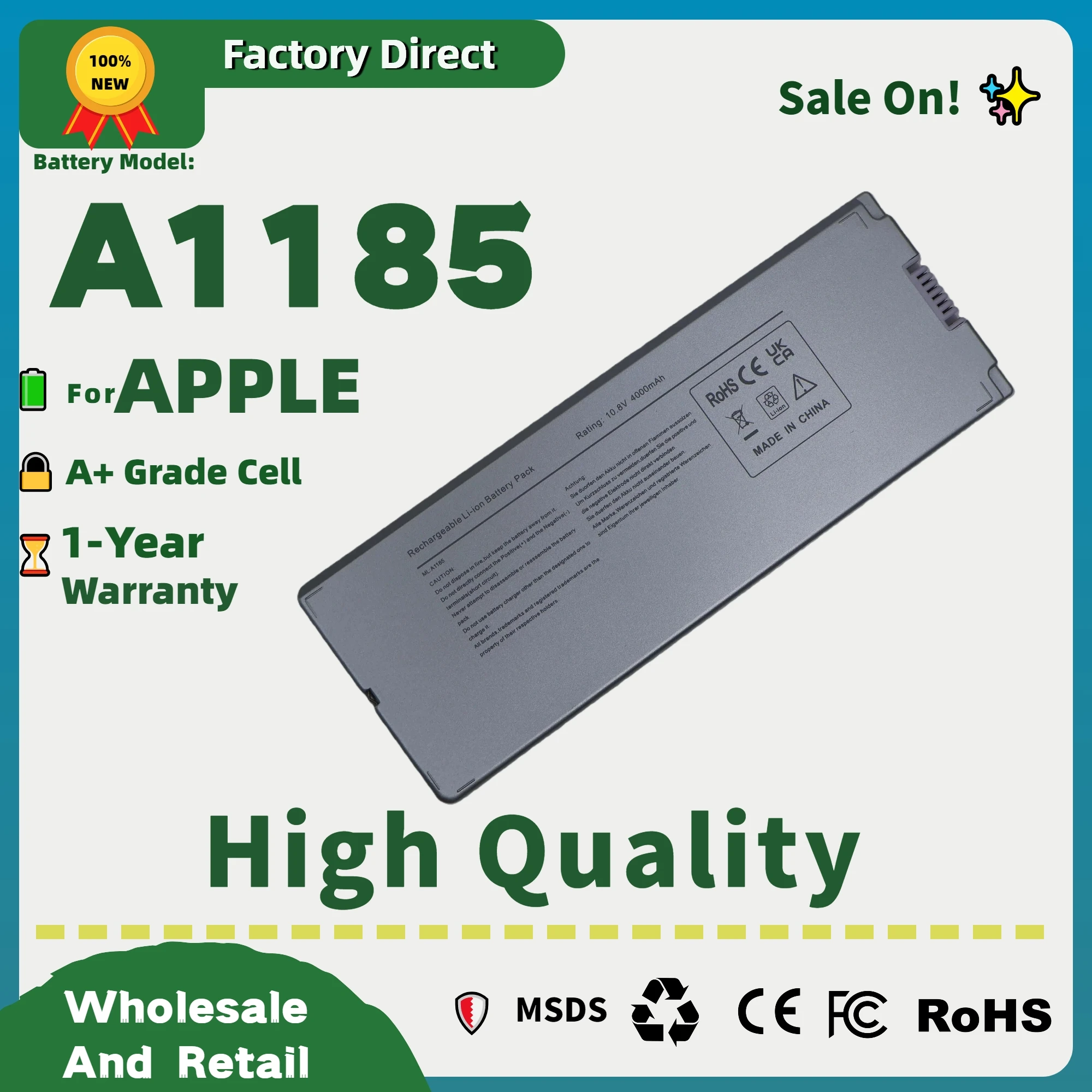 Фото Прямая продажа с фабрики! A1185 Аккумулятор для ноутбука Apple MacBook 13 дюймов A1181 2006 2007 2008 2009 MA566 MA56 |   Гарантия 1 год №3
