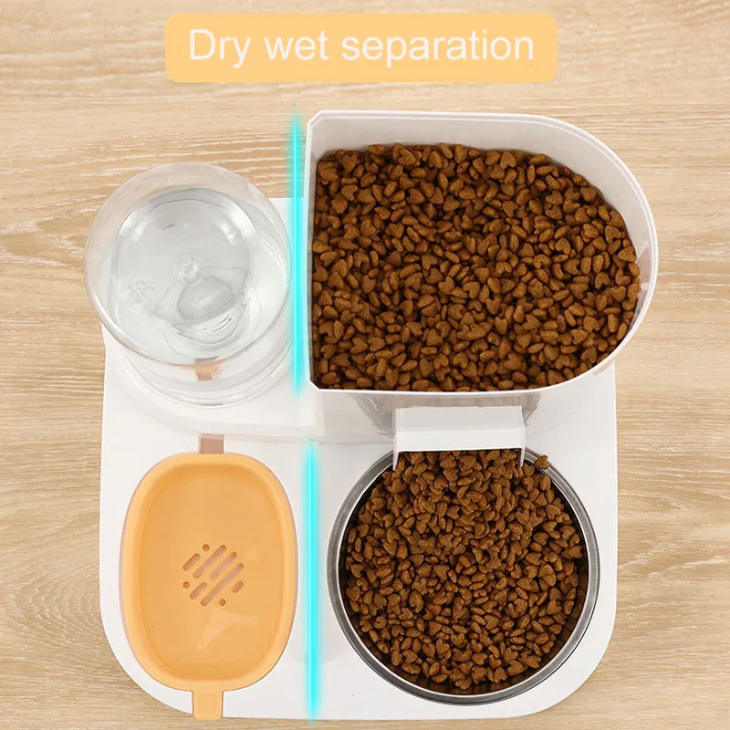 Pet Large Capacity Food Bowl Automatic Cat Feeder 2 In 1 Wet and Dry Separation Dog Food Container with Water Bowl Pet Supplies images - 6