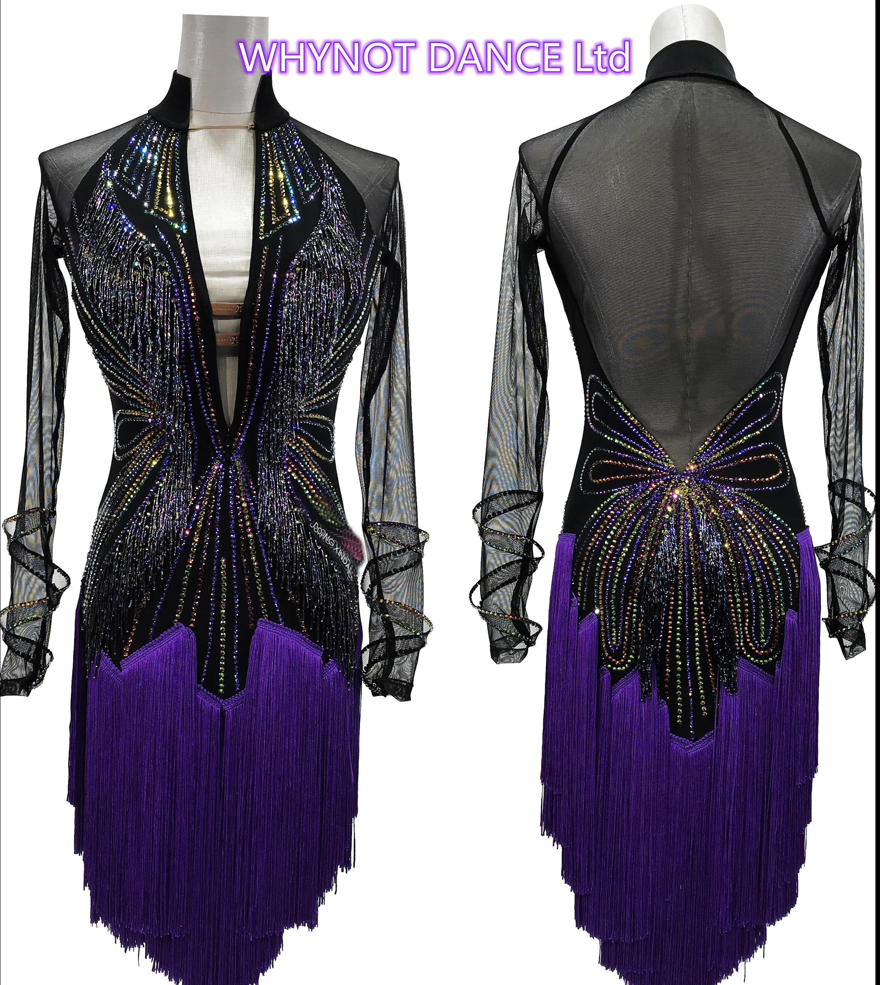 

WHY NOT DANCE Special Latin Lumba Dance International Competition String Tube Bead Dress For Girl or WomenFree Shipping