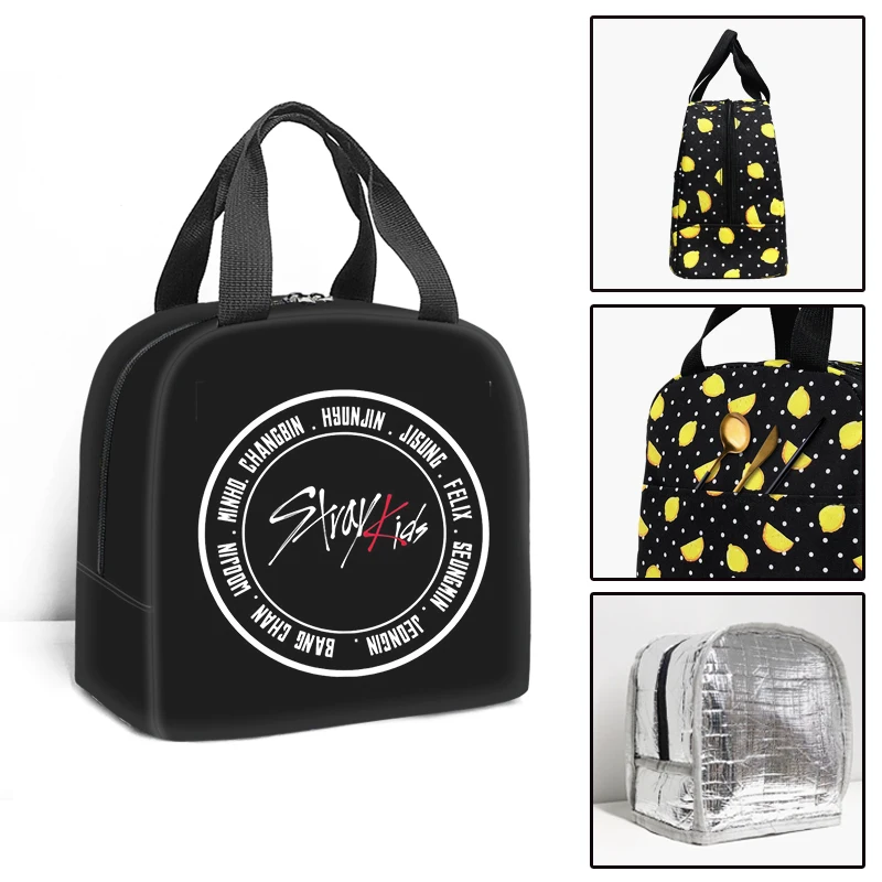 New Stray Kids Insulated Lunch Bags Women Men Work Tote Food Case Cooler Warm Bento Box Student Lunch Box for School