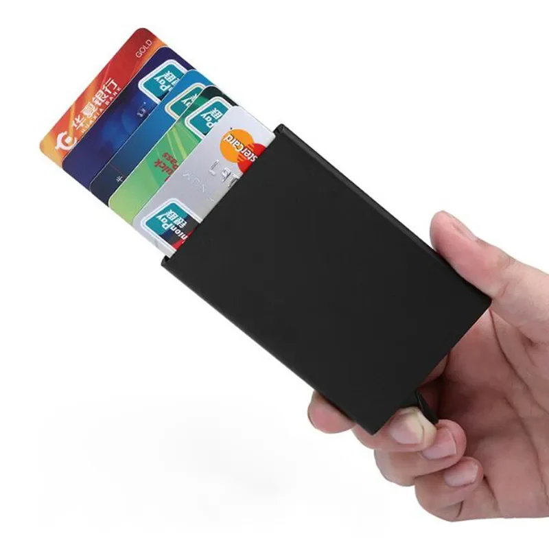 Silde Aluminum ID Cash Card Holder Men Business RFID Blocking Wallet Credit Card Protector Case Pocket Purse