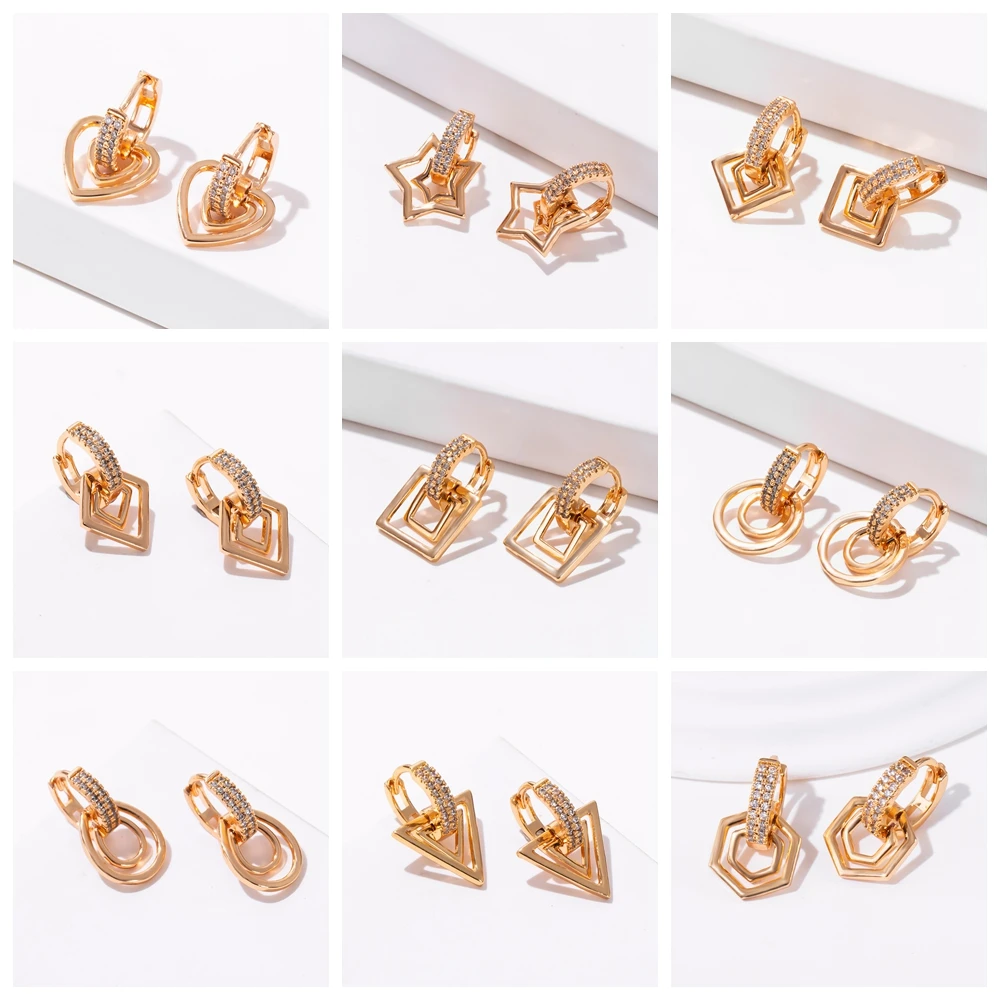 

Random 10Paris/Lot Classic Geometric Heart Pendant Drop/Dangle Earrings for Women Earring Gold-Color Hoops Fashion Gifts
