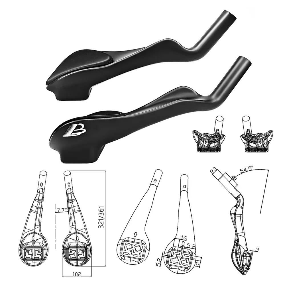 Фото Удлинитель руля для велосипеда BALUGOE Carbon TT, для триатлона и гонок на время, с внутренней проводкой, велосипедные запчасти №1