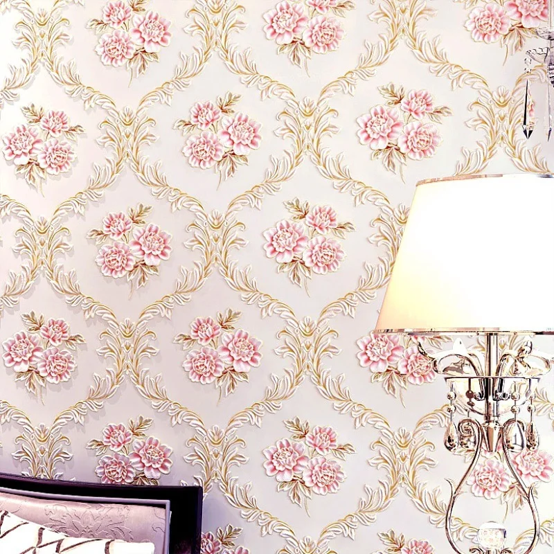 

3d non-woven wallpaper pastoral flower living room bedroom hotel engineering special clearance wallpaper