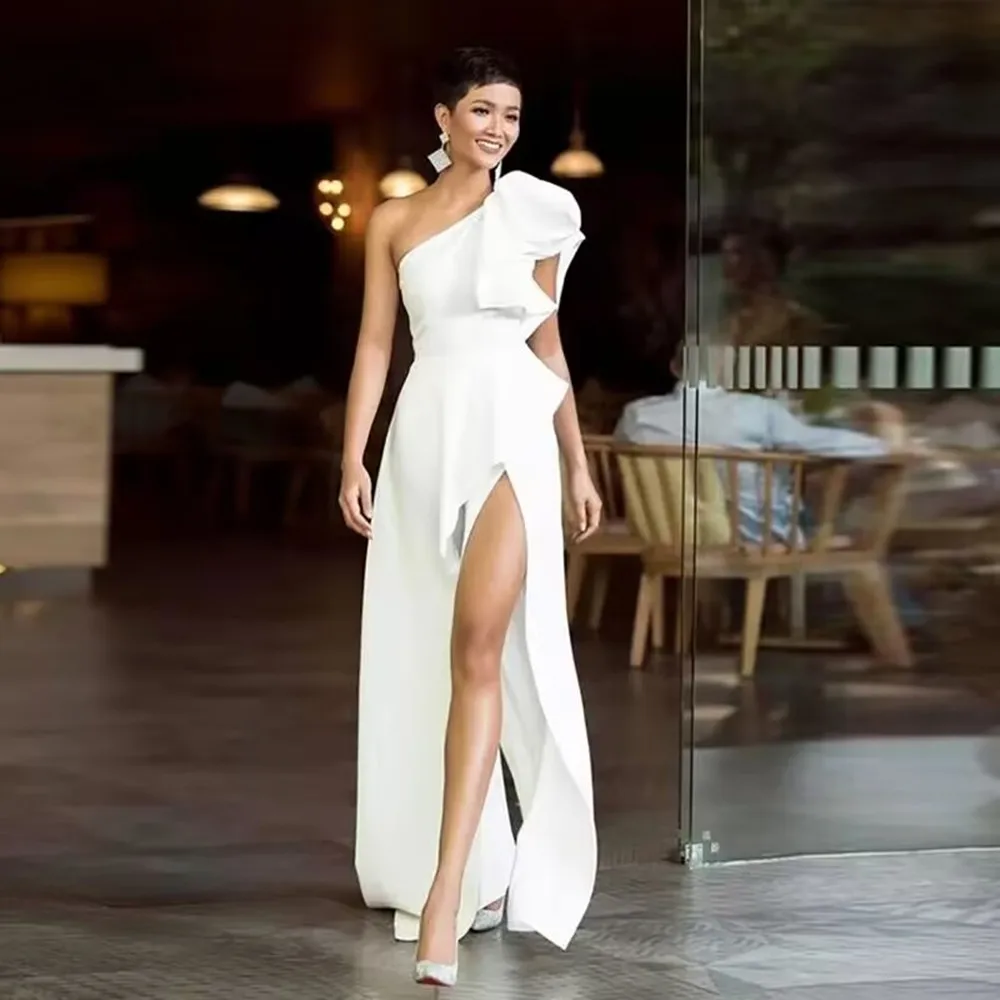 

Sexy Long Simple Evening Dress 2022 Warm White Formal Dress Elegant Evening Gown Vintage Dress Party Vestido De Festa