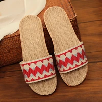 summer linen slippers womens indoor floor antiskid household shoes lovers open toe thick soled cotton and hemp slippers men
