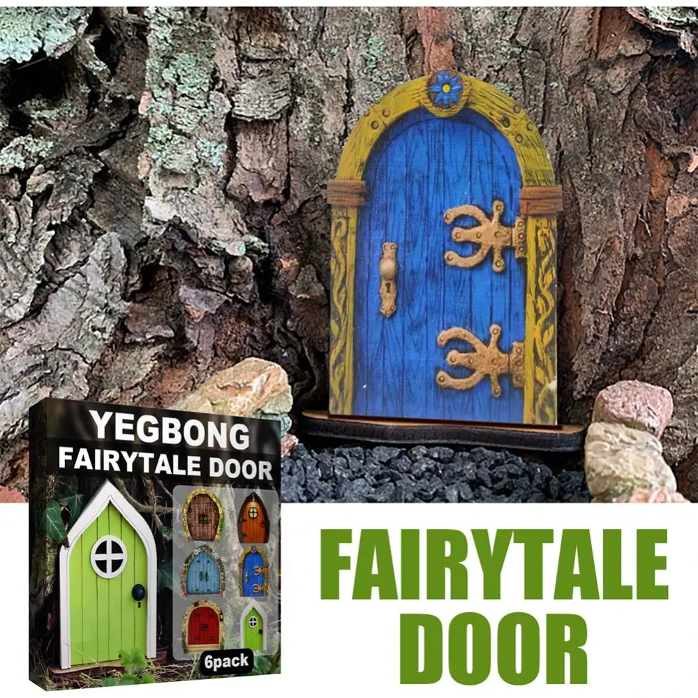 6pcs Miniature Fairy Gate Yard Sculpture Courtyard Wooden Dwarf Window Door For Tree Gnome Art Garden Statues Decoration - купить по