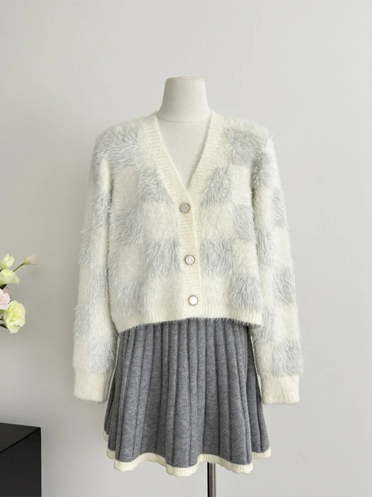 Женский черный кардиган из мохера свитер Harajuku корейский Y2k кашемировые свитера с