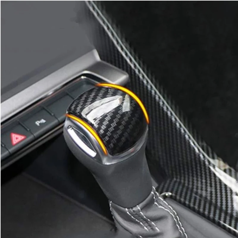 

Carbon Fiber Texture Car Gear Shift Knob Cover Trim Cover Sticker For Audi Q3 F3 RSQ3 Sportback 2019 - 2021 Interior Accessories
