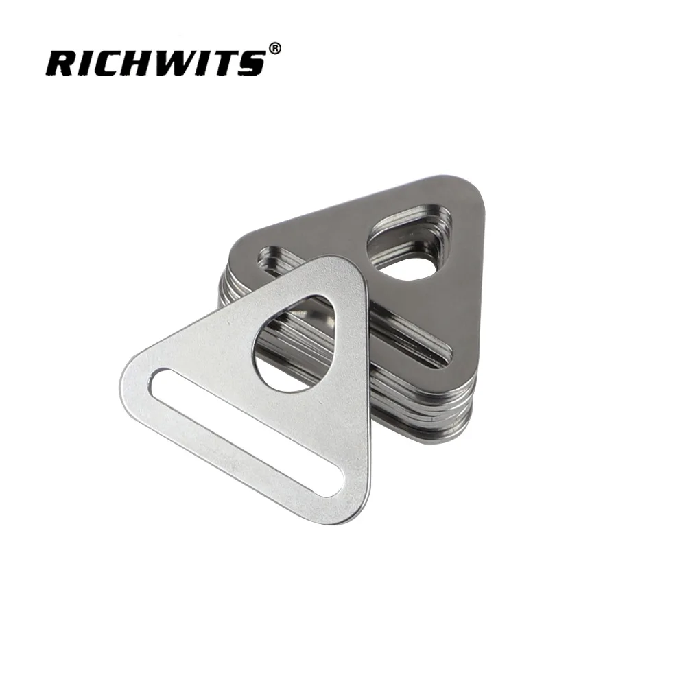 

10Pcs Stainless Steel Triangle Buckle 15/20/25/32mm Adjuster Triangle Ring with Bar Swivel Clip RV Caravan Tent Fixing Buckle