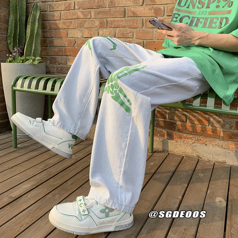 EOENKKY/2022 Men's jeans Neutral Wide Leg Denim Trousers Men Jeans asthetic Man Jeans Pants for boy Casual Baggy hip hop