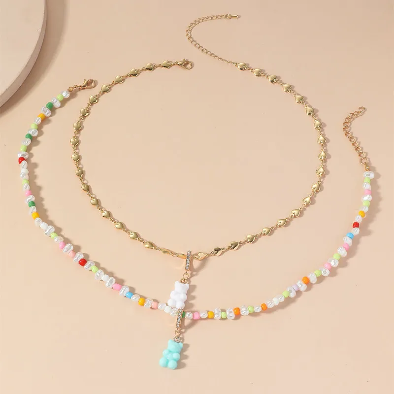 ZOSHI 2 шт. Новое модное ожерелье с медведем для женщин позолоченное ошейники