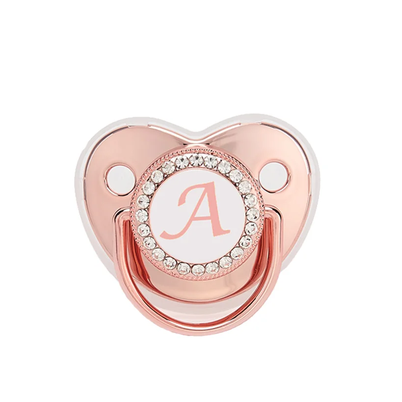 

New 26 Letters Rose Gold Bling Pacifier BPA Free Baby Nipple Newborn Dummy Soother 0-12 Months Drop Shipping