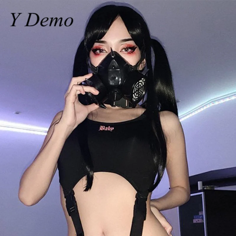 

Y Demo Punk Rivets Cosplay Mask Dark Streetwear Masquerade Custom Party Rubber Masks