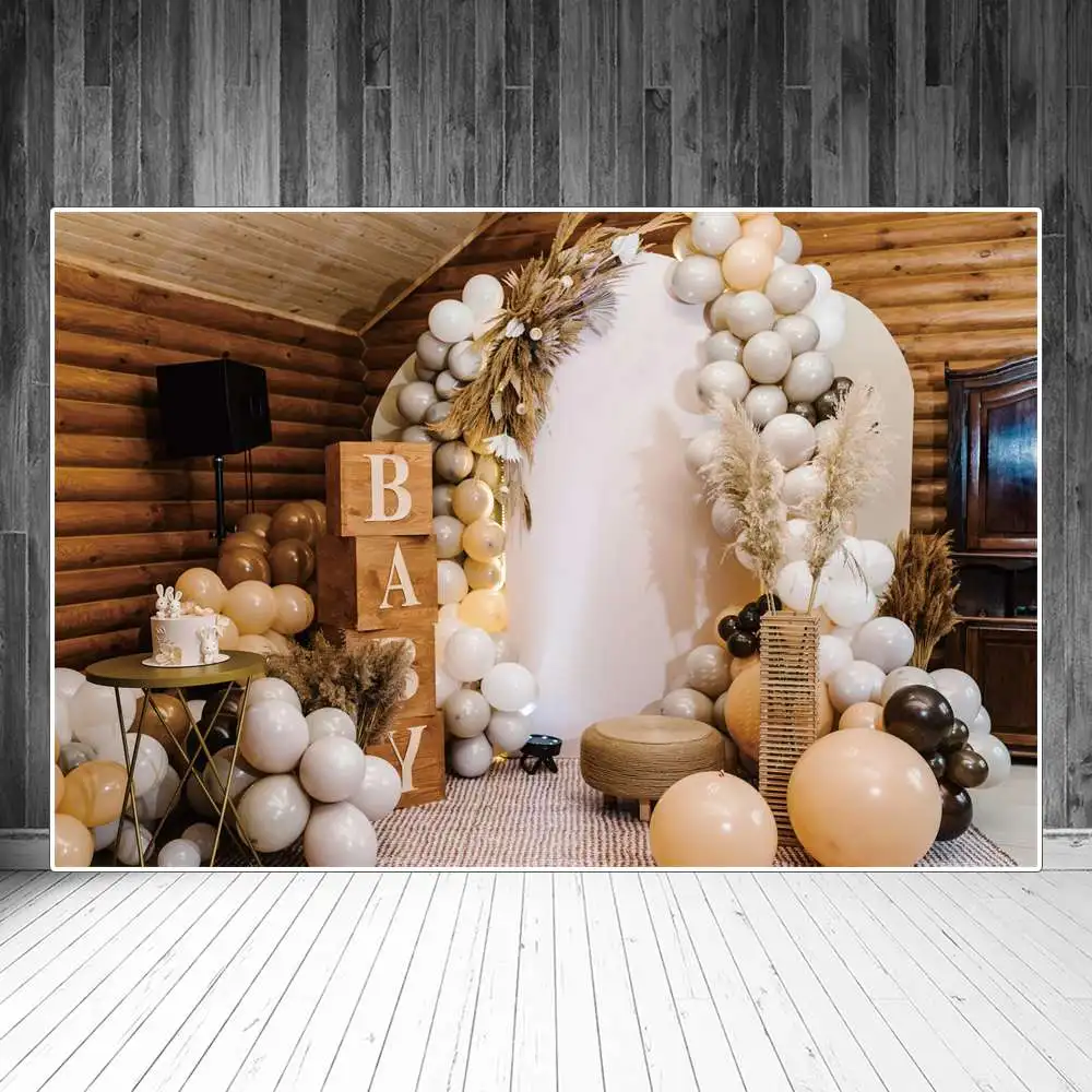 

Newborn Baby Birthday Party Backdrops Photography Decoration Room Interior Balloons Screen Sign Baby Photocall Photo Backgrounds
