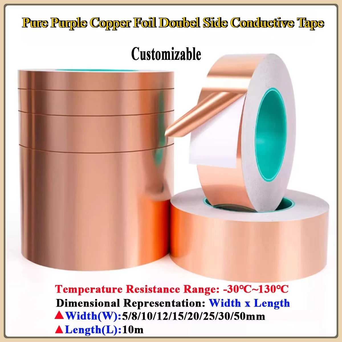 

10 м лента из медной фольги, защита от электромагнитных помех, двойная боковая проводящая ремонтная клейкая лента, лента для ремонта электрооборудования «сделай сам»