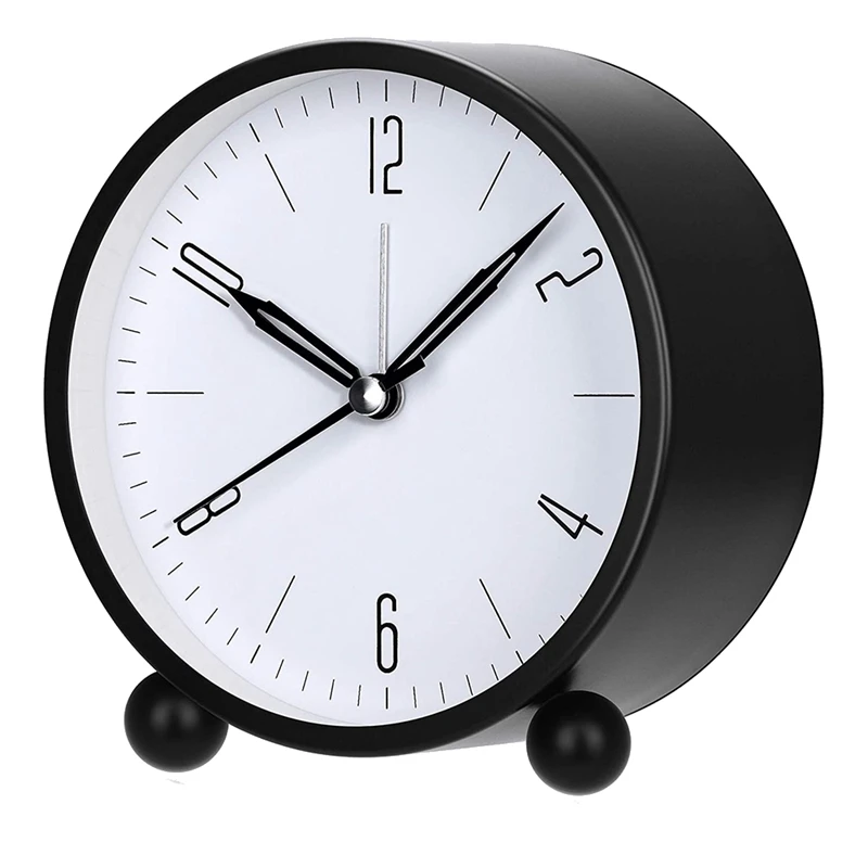 

Analog Alarm Clock, 4Inch Round Alarm Clock Non Ticking, Battery Operated And Light Function, Super Silent Alarm Clock