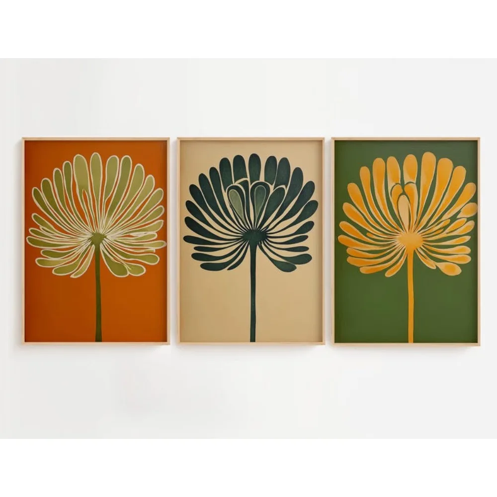 

Набор из 3-х безрамных картин с цветочным декором HALFLEMART