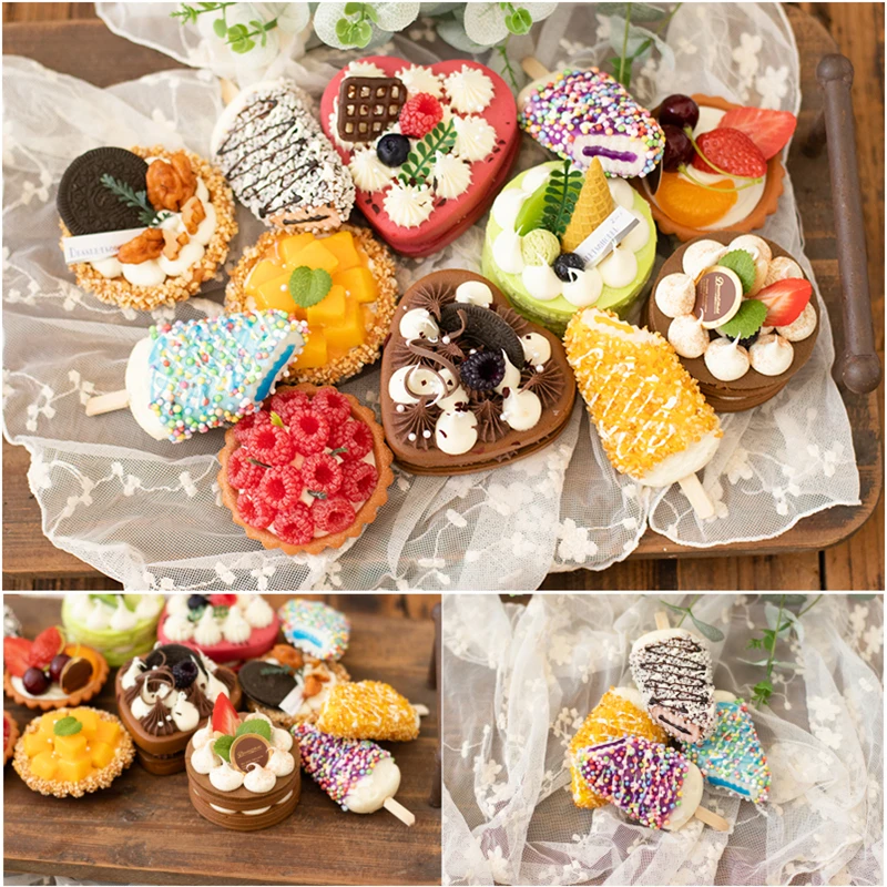 Dvotinst Newborn Baby Photography Props Mini Simulated Party Decoration Dessert Cake Ice Cream Studio Shooting Photo Props