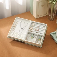 magnetic book jewelry organizer desktop ring necklace storage display box earring bracelet large space packaging gift case