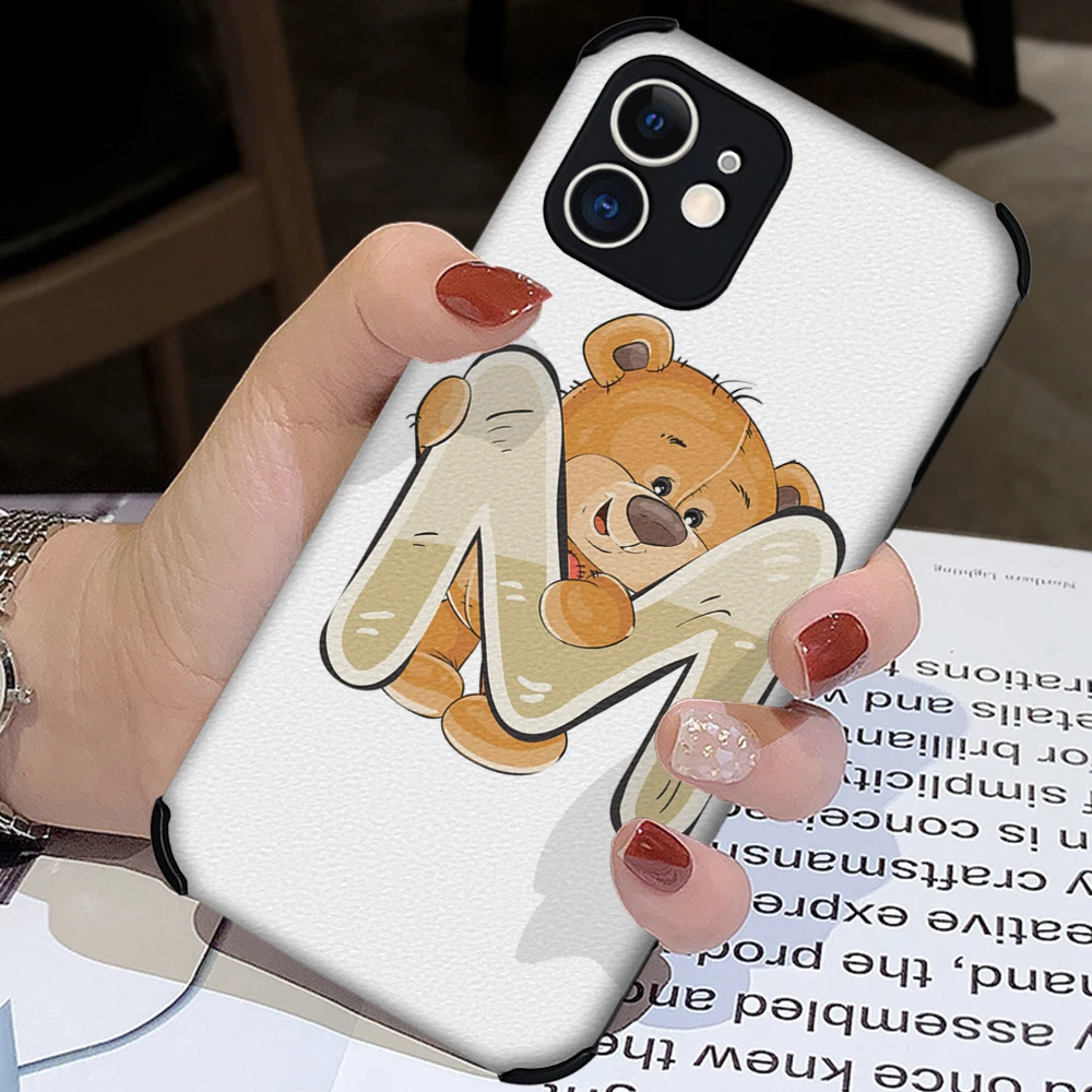 

Initial Letter A Z Fashion Luxury Lambskin case for iphone 13 12 11 Pro MAX MiNi 7 8 plus SE2020 X XS XR Anime Soft back Cover