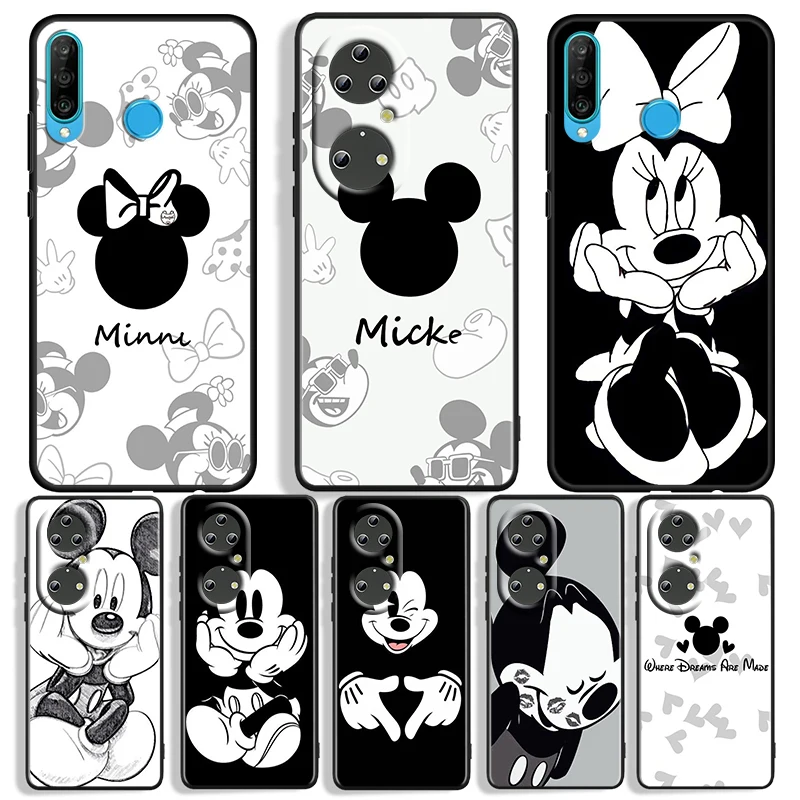 

Fashion Mickey Minnie For Huawei P50 P40 P30 P20 P10 Pro Lite P Smart Z 2021 2019 4G 5G Silicone Soft Black Phone Case