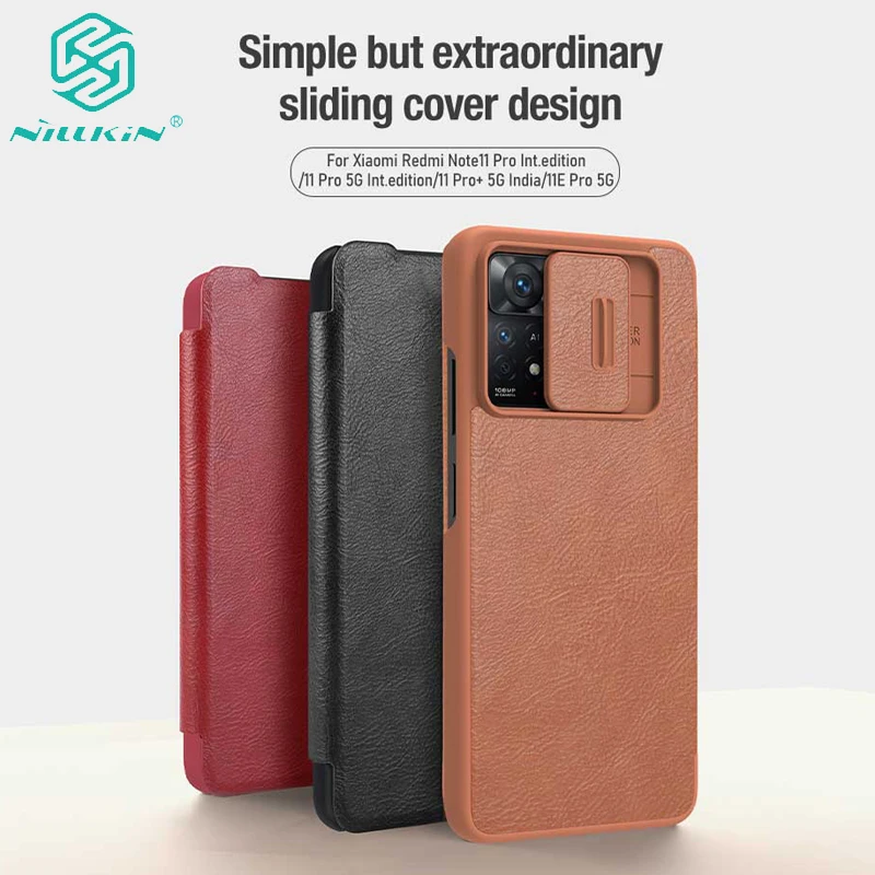 

Для Redmi Note 11 Pro 5G Global чехол Nillkin Qin Pro роскошный винтажный флип-чехол из искусственной кожи с отделением для карт для Redmi Note 11 Pro