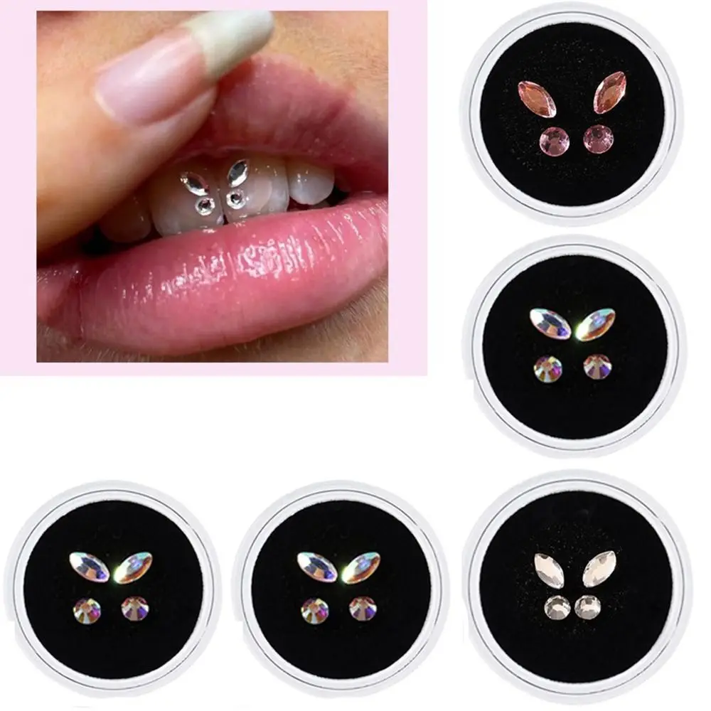 

4Pcs/box Dental Tooth Gems Crystal Diamond Ornament Various Shapes Color Teeth Jewelry Denture Acrylic Teeth Decoration