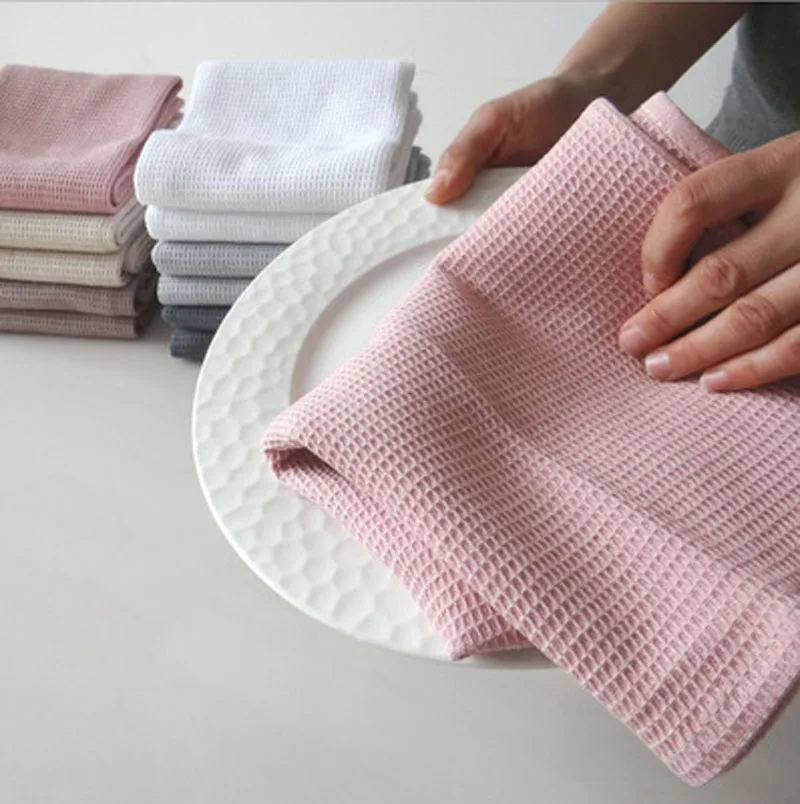 

Cotton Table Napkins Cotton Kitchen Waffle Pattern Tea Towel Absorbent Dish Cleaning Towels Cocktail Napkin for Wedding