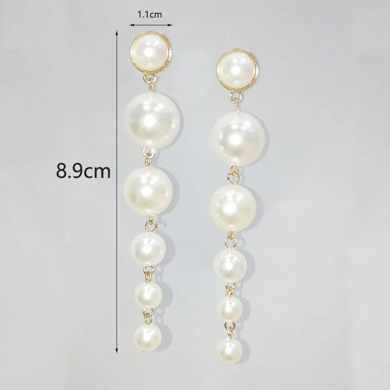 Fashion Elegant Simulated Long Pearl Drop Earrings for Women Trendy Created Big Pear Earrings Korean Jewelry Gifts Wholesale