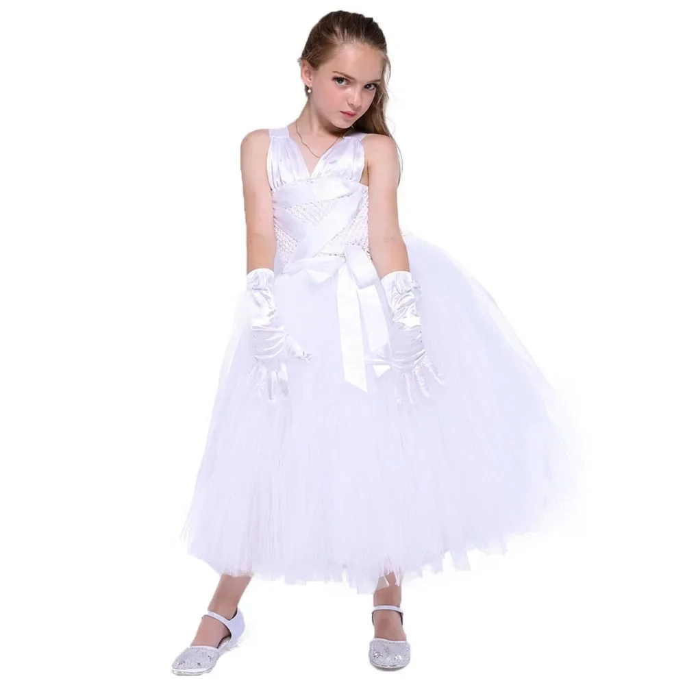 Платье-пачка для девочек с V-образным вырезом