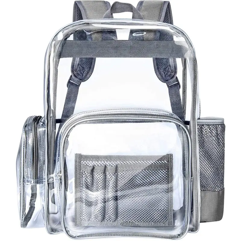 

Large Clear Backpack Heavy Duty Stadium Approved School Bookbag Waterproof PVC Transparent Backpacks for Kids Adults Clear Bag w