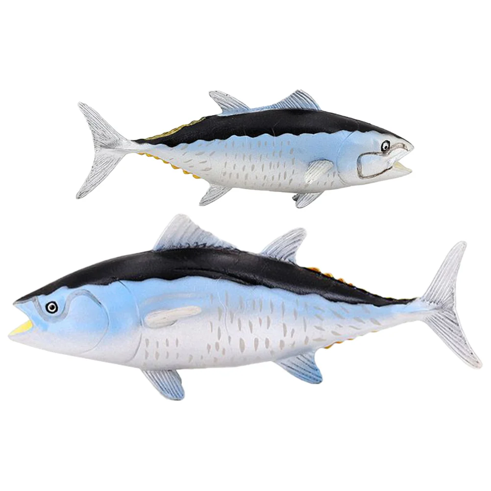 

2 Pcs Simulated Tuna Desktop Craft Ocean Toys Fish Figurines Figures Decor Number Crafts