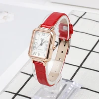 fashion womens luxury watches quartz watch red leather strap rectangle casual bracelet movement quartz wrist watch clock gift