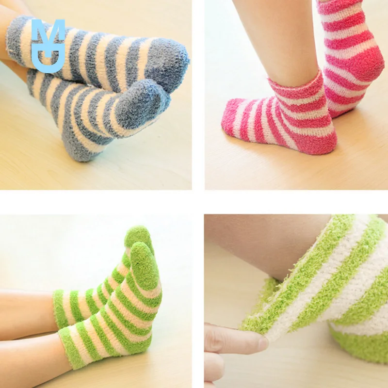 

New 5pairs/Lot Winter To Keep Warm Coral Fleece Fashion Able Sweet Candy Colors Baby Socks Boy /girls Socks