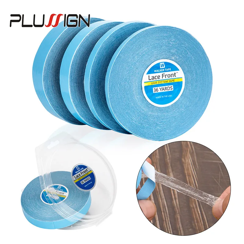 1Roll 36yards No Shine Walker Tape Blue Ultra Hold Tape Strips For Lace Front Wig Glue Double Side Hair Extension Tapes 4 Widths
