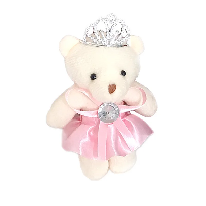 

6Pcs/lot 12cm Mini Cartoon Bouquet Teddy-Bear Kawaii Crown Teddy Bears Stuffed Plush Toy Children Toy Phone Key Pendant Chain